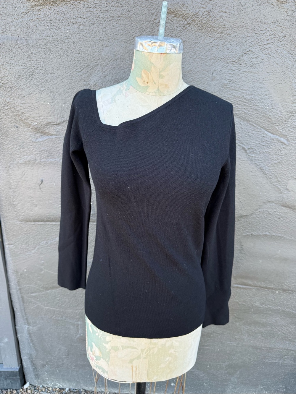 525 America Black Asymmetric Long-Sleeve Top-Size M, Women’s